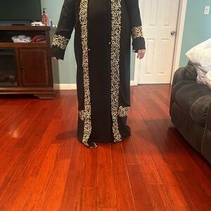 Elegant Black and Gold Embroidered Dress